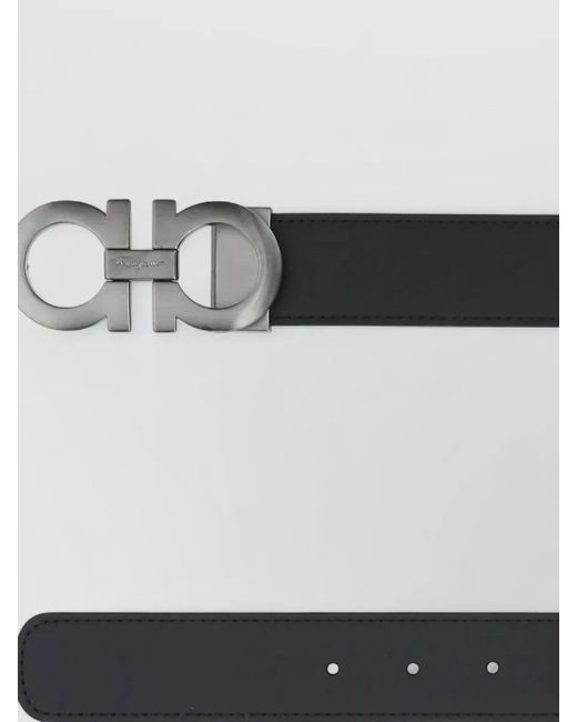 Ferragamo White Reversible Leather Belt Adjustable Length for men