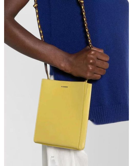 Jil Sander White Tangle Small Leather Cross-Body Bag