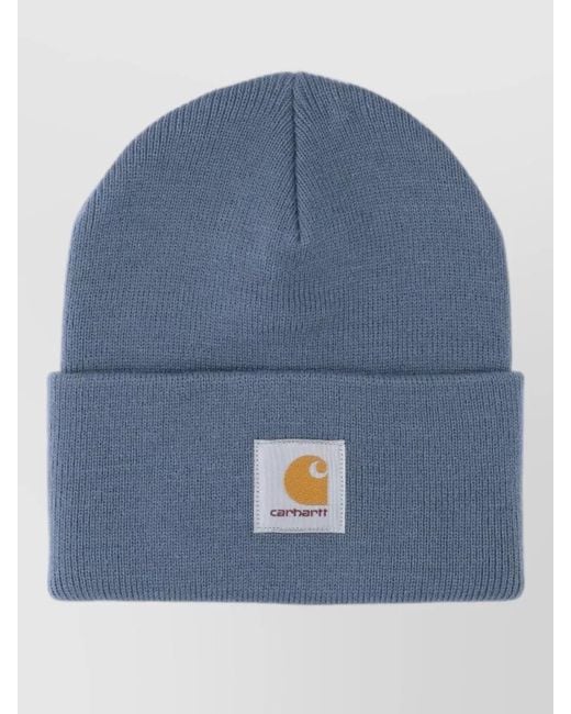 Carhartt Blue Casual Hat Folded Cuff Ribbed Knit for men