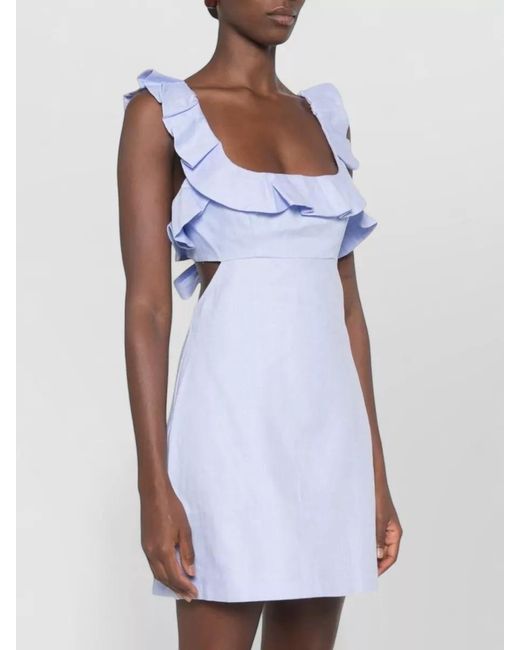 Zimmermann Blue Silk Blend Mini Dress Open Back