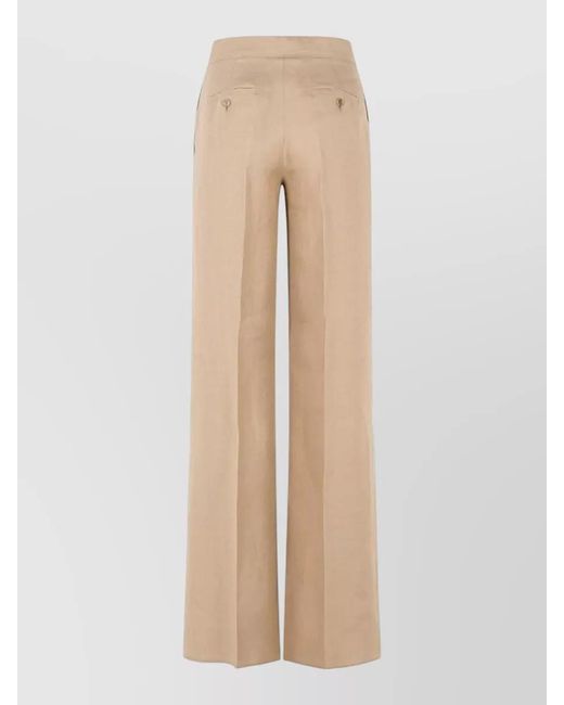 Max Mara Natural Linen Regular-Fit Wide-Leg Trousers