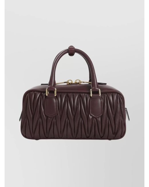 Miu Miu Brown Arcadie Lamb Leather Shoulder Bag