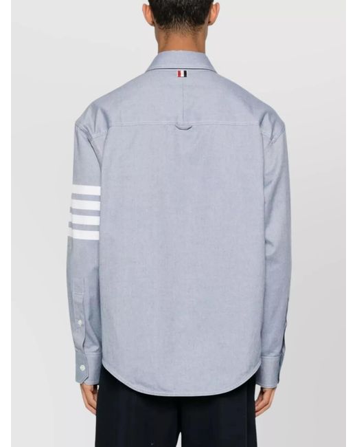 Thom Browne Blue Cotton Oversized Flannel Shirt for men