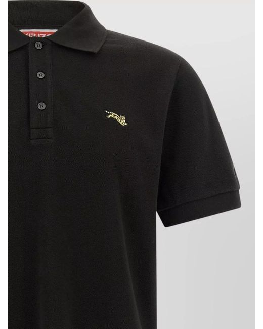 KENZO Black Cotton Piqué Slim-Fit Polo Shirt for men