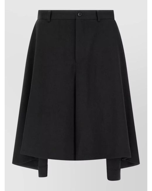 Comme des Garçons Black Loose Leg Bermuda Shorts Belt Loops Pleats for men