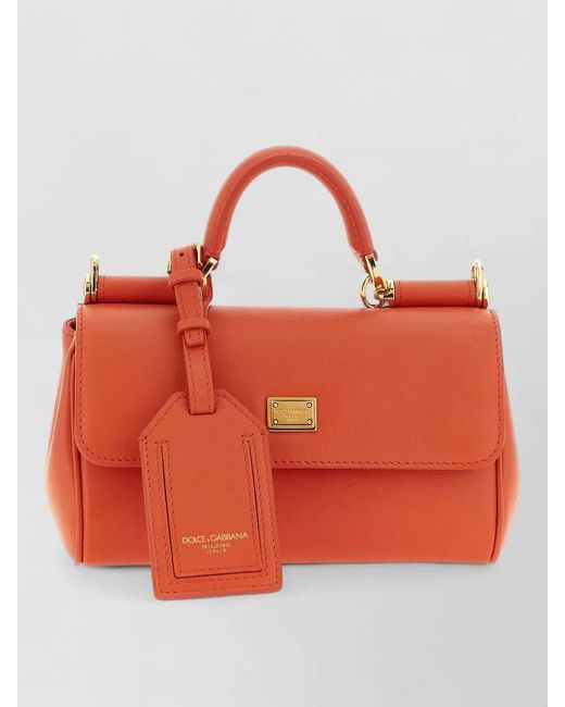 Dolce & Gabbana Orange My Sicily Mini Leather Shoulder Bag