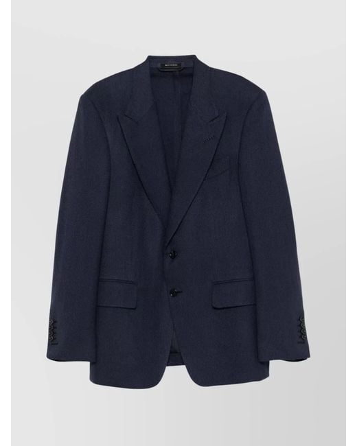 Tom Ford Blue Basket Weave Wool Blazer for men