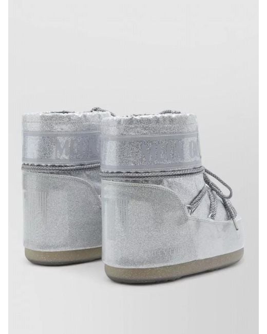 Moon Boot Gray Icon Low Glitter Ankle Snow Boots
