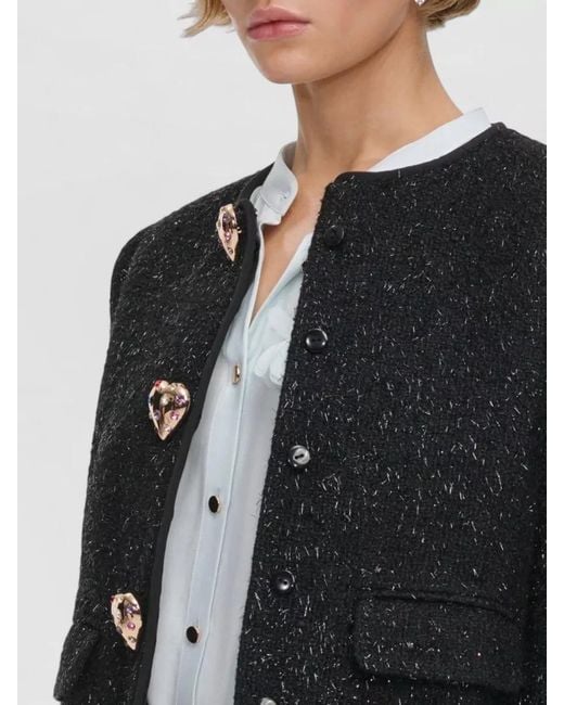 Self-Portrait Multicolor Boucle Jacket Cropped Boxy Cut Faux Fur
