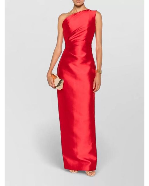 Solace London Red Kira One Shoulder Satin Maxi Dress