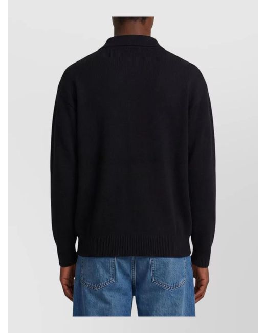 Roberto Collina Blue Skipper Merino Wool Long Sleeve Polo for men