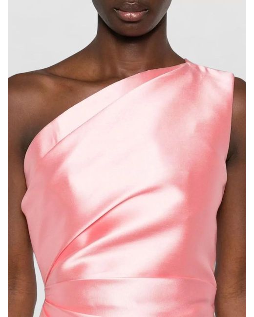Solace London Pink Kira One Shoulder Satin Maxi Dress