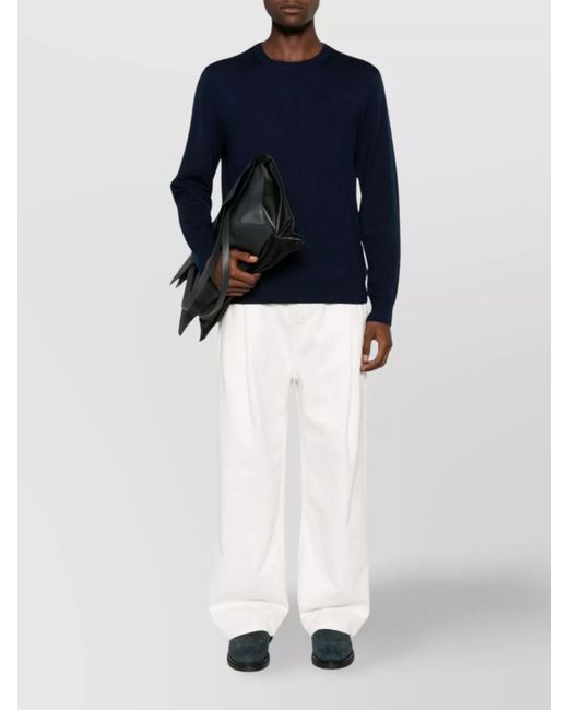 Michael Kors Blue Merino Wool Fine-Knit Crew-Neck Jumper for men