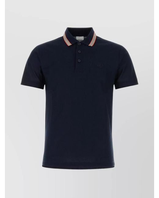 Burberry Blue Cotton Piqué Polo Shirt for men
