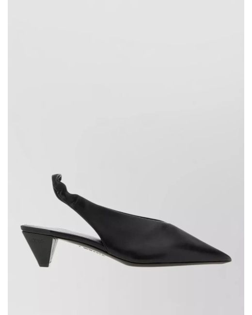 Loewe Black Leather Origami Cubic Mules