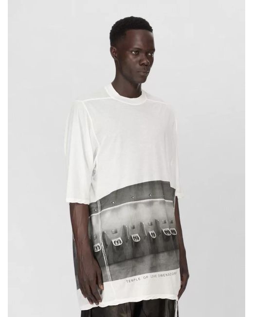 Rick Owens White Jumbo Crew Neck Graphic Oversized T Shirt for men