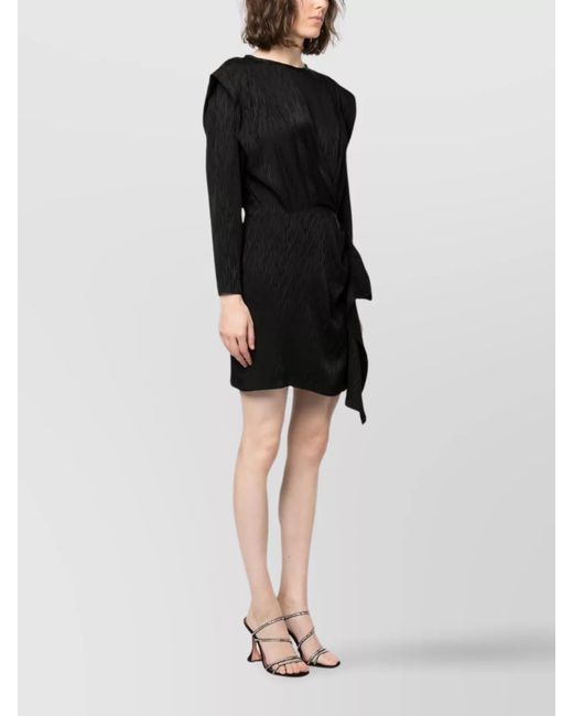 IRO Black Silk Blend Draped Asymmetric Mini Dress