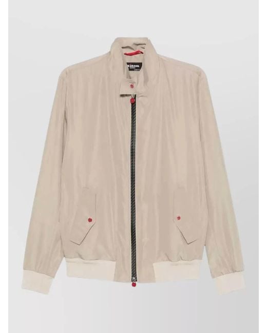 Kiton Natural Bomber Jacket Contrasting Front Zipper for men