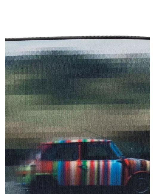 Paul Smith Blue Graphic Car Print Leather Handle Travel Bag for men