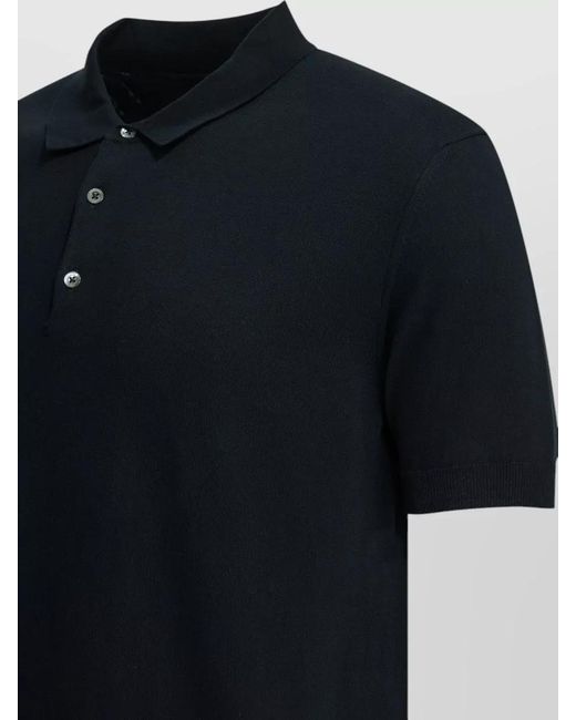 Baracuta Black Polo Collar Short Sleeve Ribbed Cuff Top for men