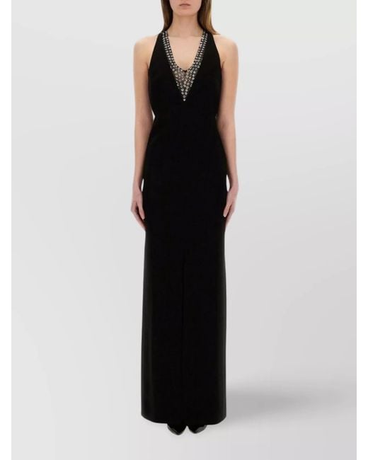 Max Mara Black Dress With Embellished Neckline And Fitted Silhouette