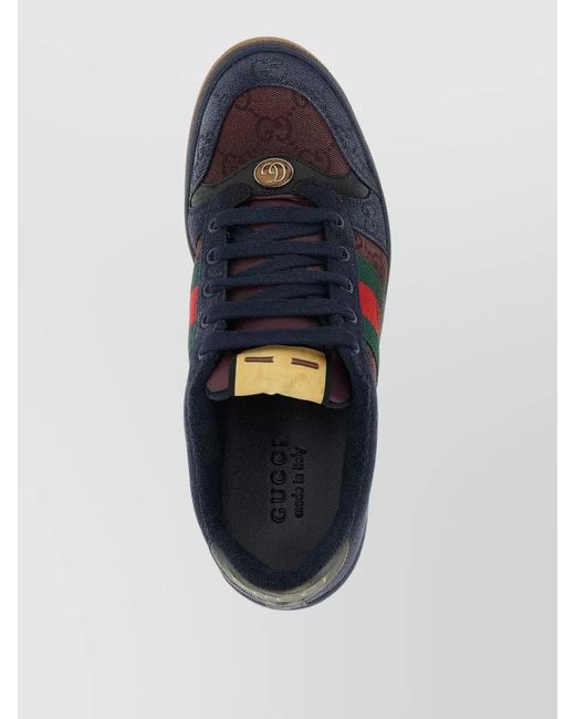 Gucci Blue Screener Sneakers Web Ribbon Gg Fabric for men