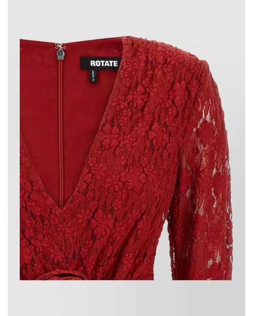 ROTATE BIRGER CHRISTENSEN Red Lace Dress Fitted Silhouette Floral Design