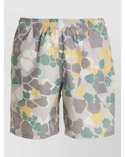 Objects IV Life Gray Beach Shorts All Over Pattern Pockets for men