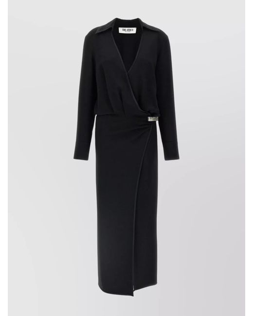 The Attico Black Wrap Maxi Dress