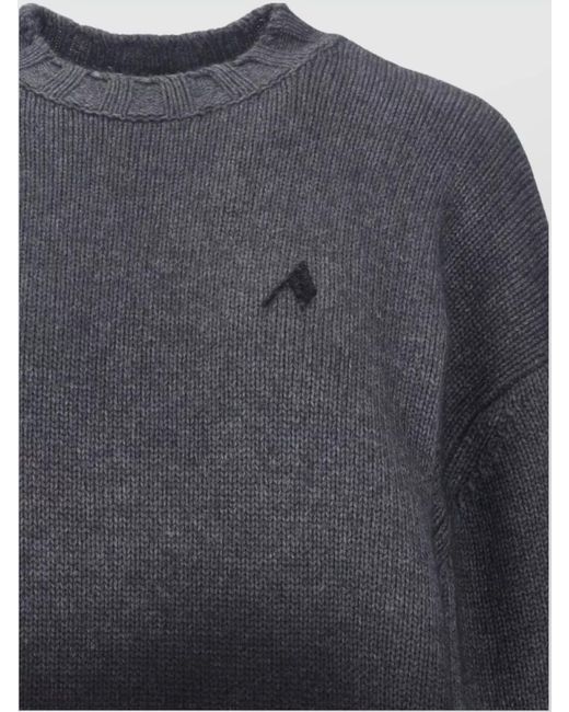 The Attico Blue Wool Cashmere Ribbed Knit Crewneck Mini Dress