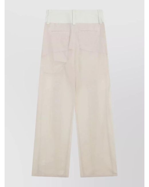 Sportmax White High Waist Pleated Wide Leg Tailored Trousers
