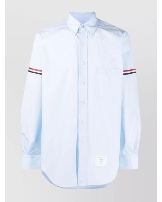 Thom Browne Blue Striped Long-Sleeve Shirt for men