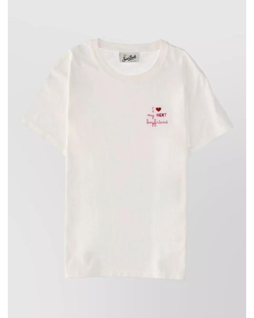 Mc2 Saint Barth White Crew Neck Cotton T Shirt Graphic Print