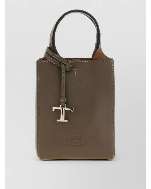 Tod's Brown T Timeless Micro Leather Tote Bag