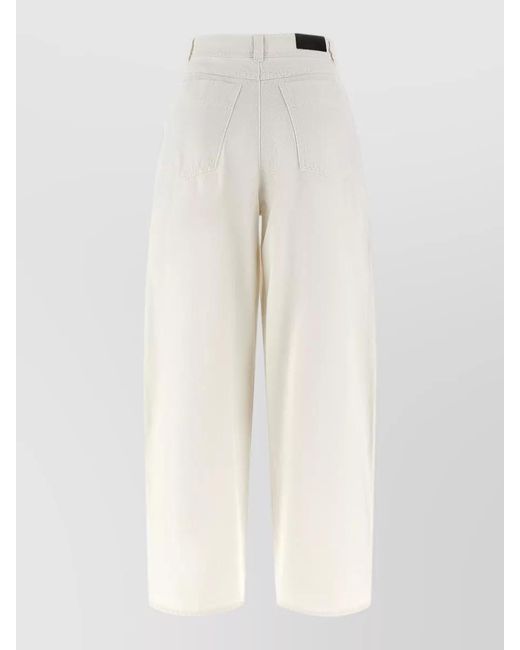 Lemaire White Denim Trousers Belt Loops Side Pockets