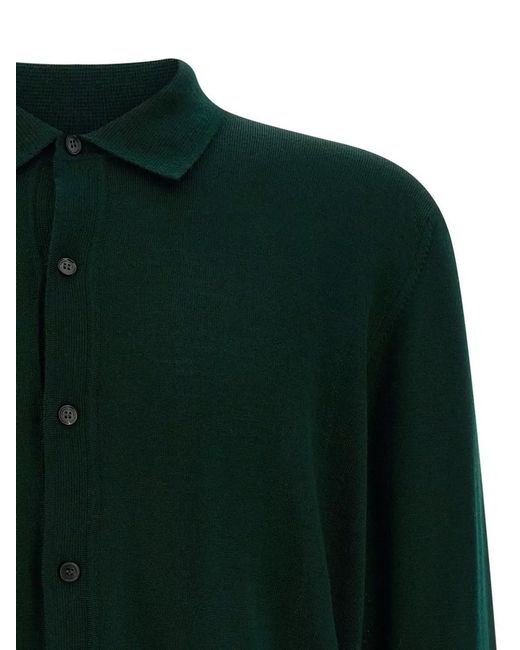 Roberto Collina Green Merino Wool Cardigan for men