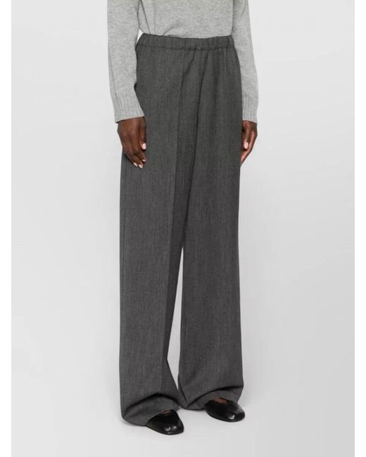 Fabiana Filippi Gray Pleated Front Wide Leg Silk Nylon Pants