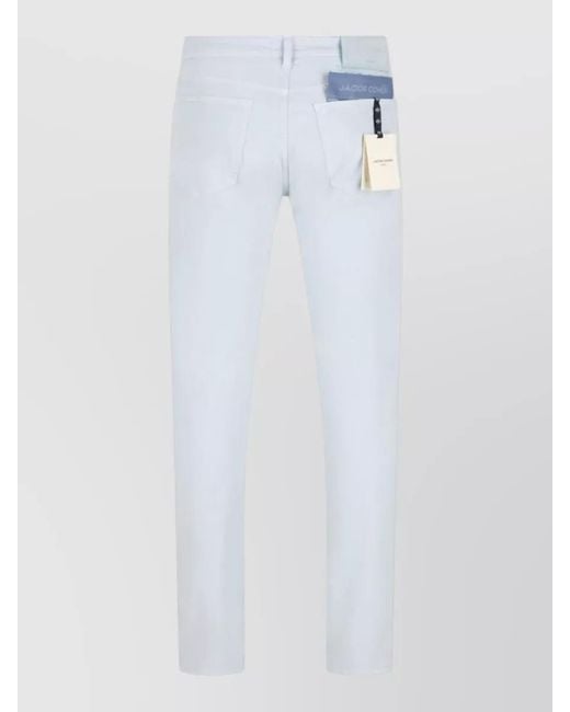 Jacob Cohen White Straight Leg Trousers Belt Loops Five Pockets for men