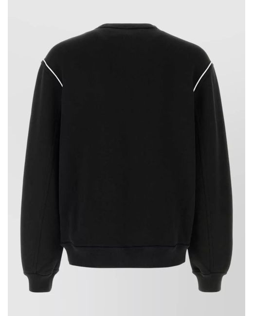 KENZO Black Cotton Sweatshirt Contrast Piping Ribbed Cuffs Hem for men