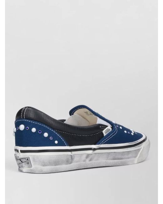Vans Blue Low Top Sneakers Contrast Stitching Round Toe for men