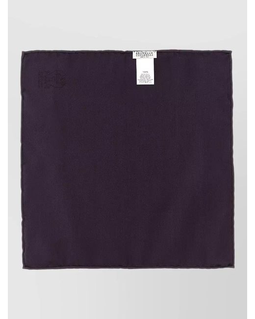 Brunello Cucinelli Blue Double Face Silk Pocket Square Clutch for men