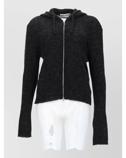 Our Legacy Black Wool Alpaca Zip Hoodie