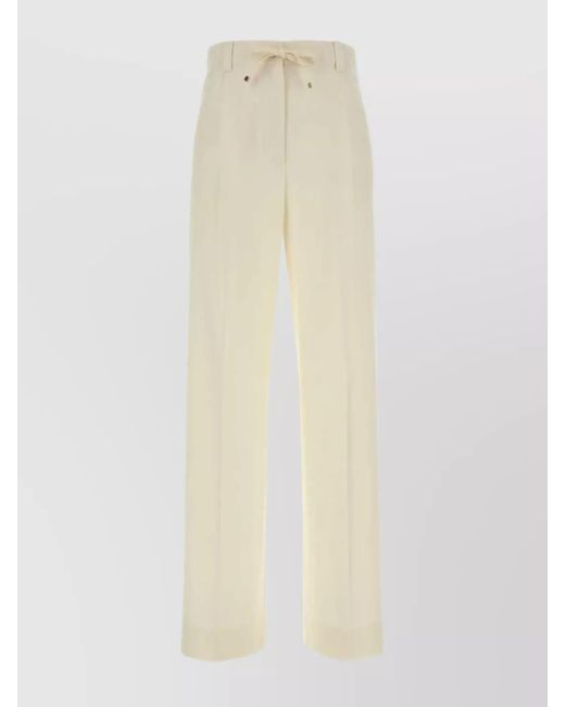 Moncler White Virgin Wool Wide-Leg Trousers