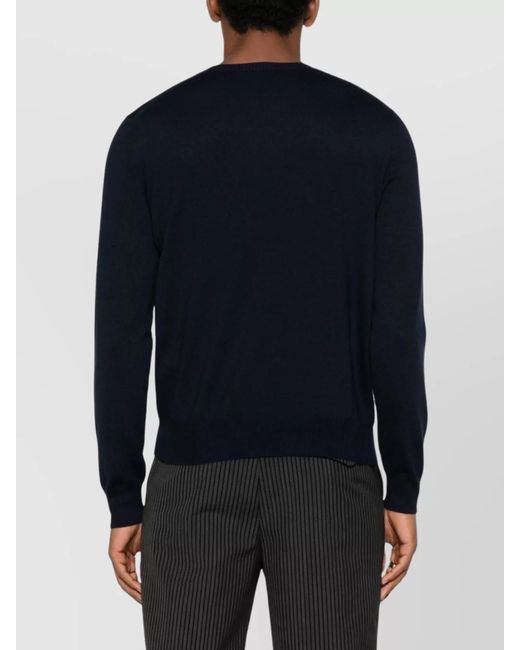 McQueen Blue Ribbed Crewneck Jumper for men