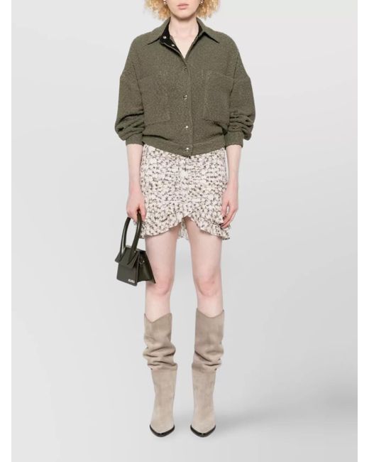 IRO Green Textured Cotton Cropped Jacket