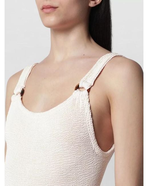 Hunza G Natural Ring Strap Scoop Neckline Textured Swimsuit