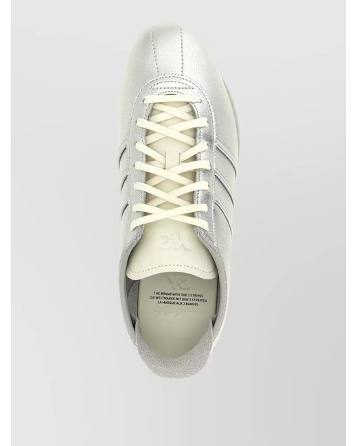 Y-3 White Leather Lace-Up Sneakers for men
