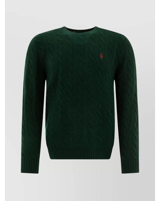 Polo Ralph Lauren Green Cashmere Wool Cable-Knit Crewneck Sweater for men