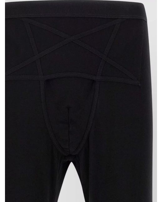 Rick Owens Black Thermal Knit Trousers Elastic Waist Rib Cuffs for men