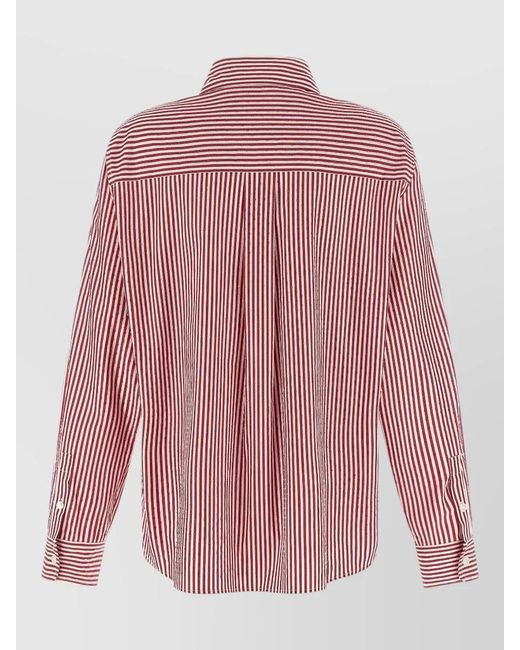 P.A.R.O.S.H. Pink Cashine Shirt Straight Cut Long Sleeves Chest Pocket